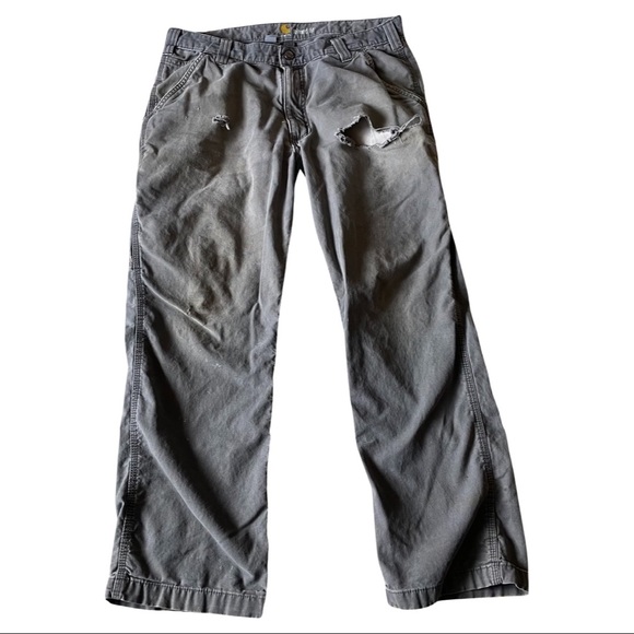 Carhartt Other - Carhartt Carpenter Pants Size 34x30 Mens Distressed Grey Straight Leg Work Wear